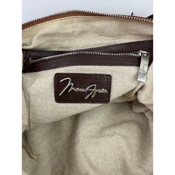 VINTAGE Max Azria Textured Leather Brown Tan Shoulder Strap Hobo Weekender Bag - Picture 11 of 11